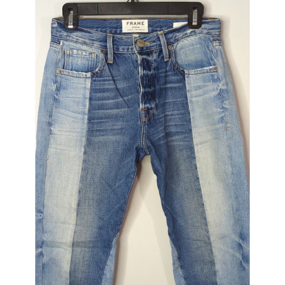 Frame Denim Nouveau Le Mix Jeans Colorblocked Distressed Cropped Size 26 - Picture 4 of 16